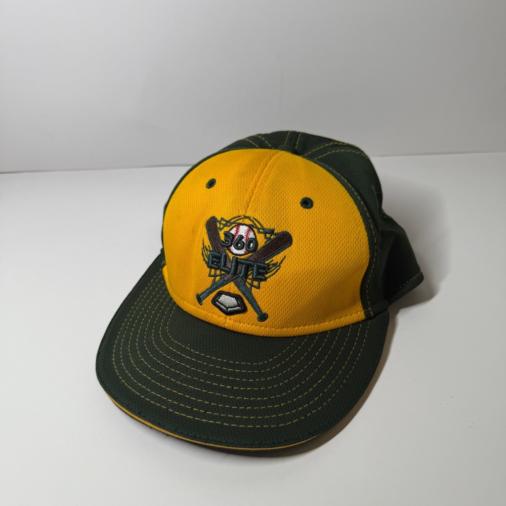 Pukka Headwear 360 Elite Baseball Cap Athletics Fitted Hat Green Yellow S/M